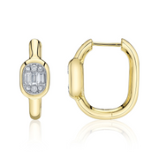 Shy Creation - 0.20Ct Diamond Baguette Oval Hoop Earring