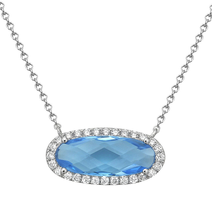 BLUE TOPAZ & DIAMOND PENDANT