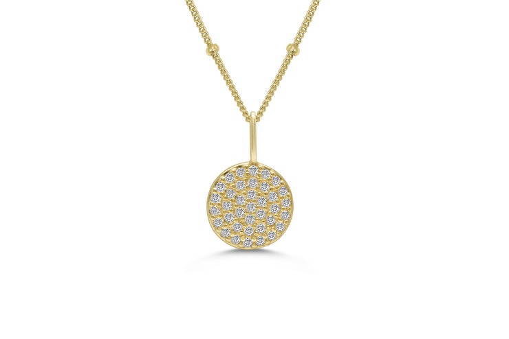 Charm & Chain Necklace Pavé Disk