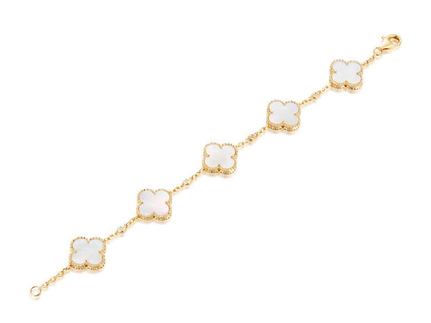 GOLD MOTHER OF PEARL CLOVER BRACELET
