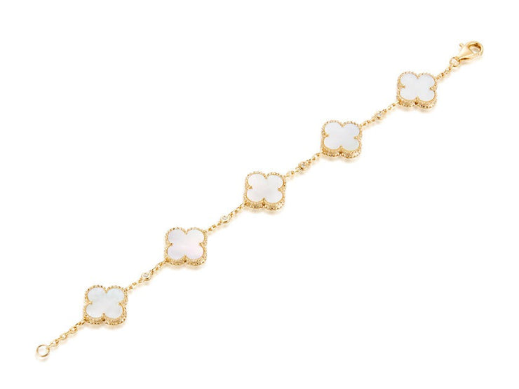 GOLD MOTHER OF PEARL CLOVER BRACELET