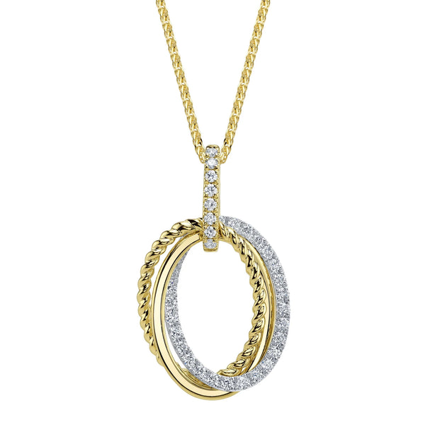 14K Yellow Gold Oval Diamond Chopin Chain Necklace With 37=0.30ctw Round Diamonds