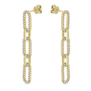 Diamond Paperclip Link Dangle Earrings