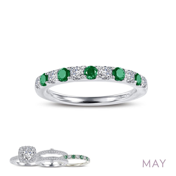 LAFONN - SIMULATED DIAMOND & EMERALD MAY BIRTHSTONE RING