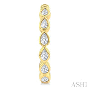 Pear Shape Bezel Set Diamond Fashion Hoop Earrings - 1CTTW