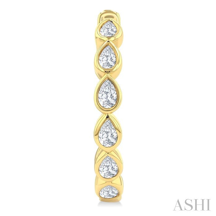 Pear Shape Bezel Set Diamond Fashion Hoop Earrings - 1CTTW