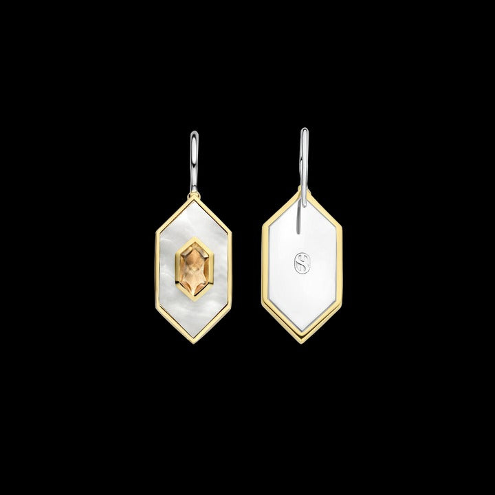 TI SENTO – HEXAGON MOTHER OF PEARL DANGLE EARRINGS