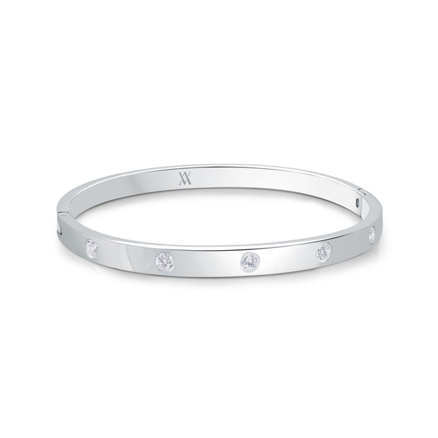 Italgem - Stainless Steel 5Mm Bangle Bracelet With White CZ's