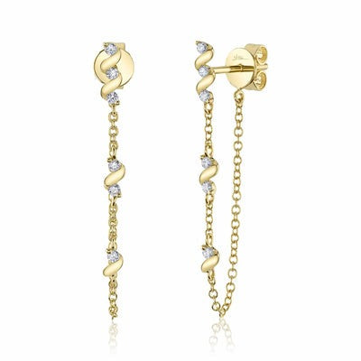 Shy Creation - Diamond Dangle Chain Earrings