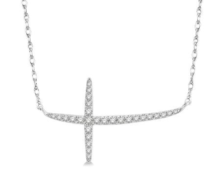 ASHI – SIDEWAYS DIAMOND CROSS PENDANT