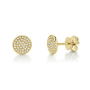 SHY CREATION - PAVE DIAMOND DISC POST EARRINGS