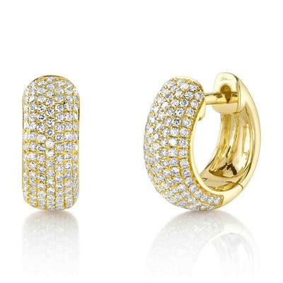 SHY CREATION - WIDE PAVE DIAMOND HUGGIE HOOP EARRINGS