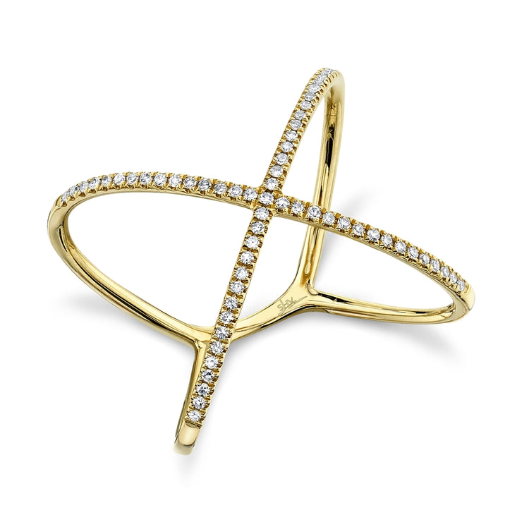 SHY CREATION - PAVE DIAMOND 'X' RING