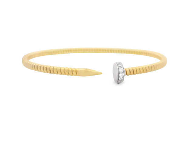 Diamond Nail Head Open Bangle Bracelet