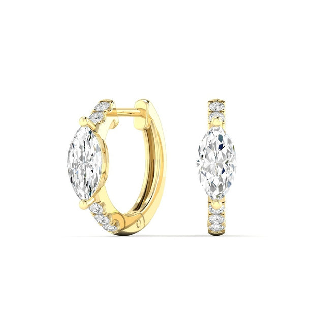 Marquise Diamond Huggie Hoop Earrings