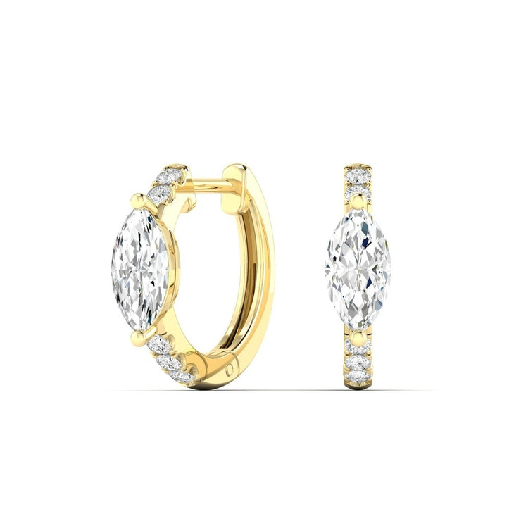 Marquise Diamond Huggie Hoop Earrings