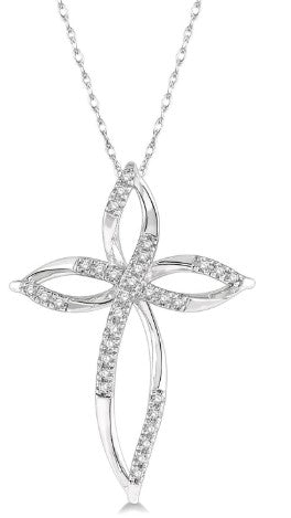 ASHI – OPEN LINE DIAMOND CROSS PENDANT