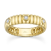 Shy Creation - Diamond Bezel Ribbed Band