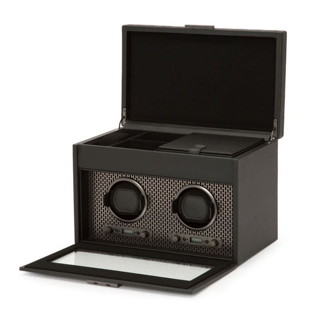 Wolf - Axis Double Watch Winder With Storage - Powder Coat