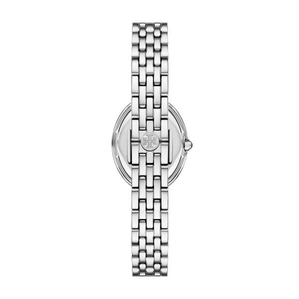 Tory Burch - Oval Watch Silver With Blue Dial & Pave Crystals