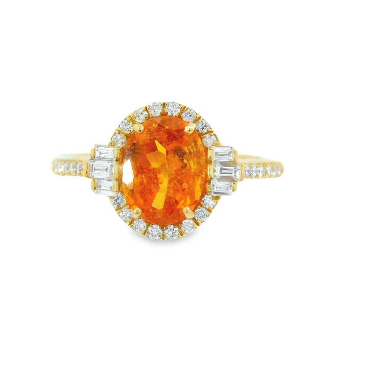 ORANGE GARNET & DIAMOND RING