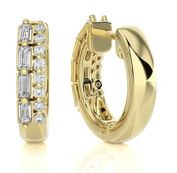 DOUBLE ROW DIAMOND HOOP EARRINGS