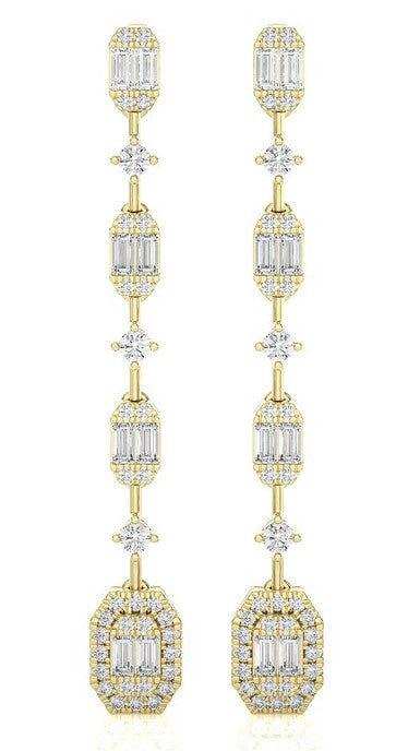 Diamond Cluster Dangle Earrings