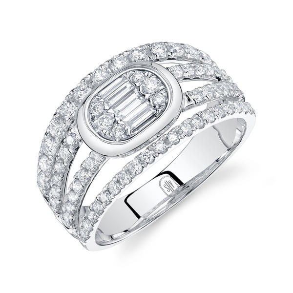 Siebke Hoyt Baguette and Round Diamond Fashion Ring in 14K White Gold (0.98ctw)