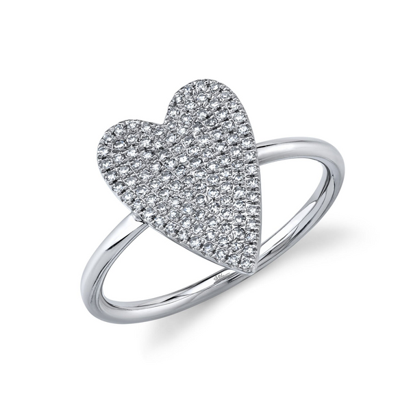 Siebke Hoyt Pave Heart Diamond Fashion Ring with 0.26ctw Round Diamonds in 14K White Gold