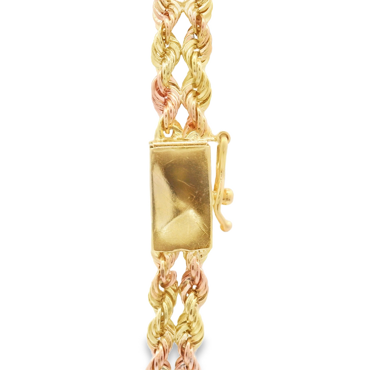 Rose & Yellow Gold Rope Chain Bracelet