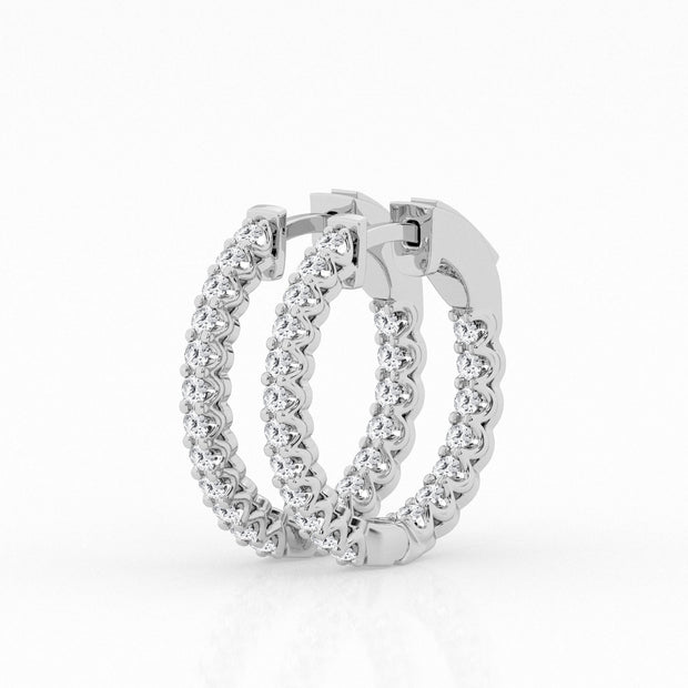 DIAMOND IN & OUT HOOP EARRINGS - 1 TCW