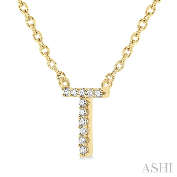 Ashi - 'T' Diamond Initial Pendant