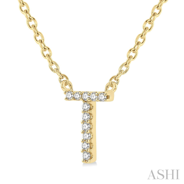 Ashi - 'T' Diamond Initial Pendant