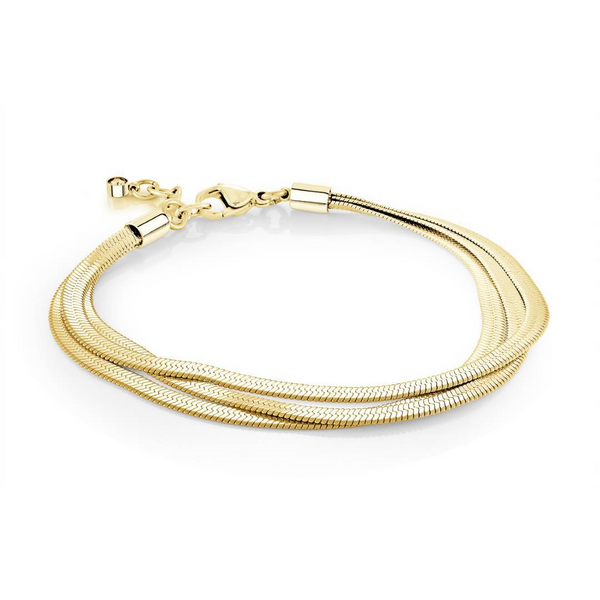 Yellow Ion Plated Stainless Steel 3 Strand Herringbone Bracelet