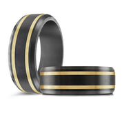 BLACK ZIRCONIUM, GOLD & CARBON FIBER MARDINI WEDDING BAND