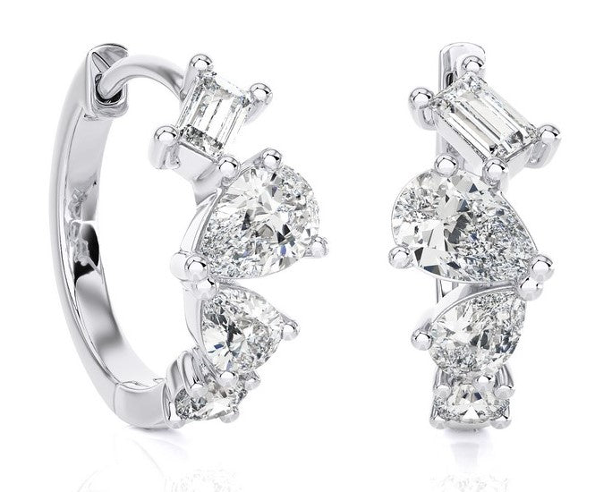 Multi Shape Diamond Hoop Earrings