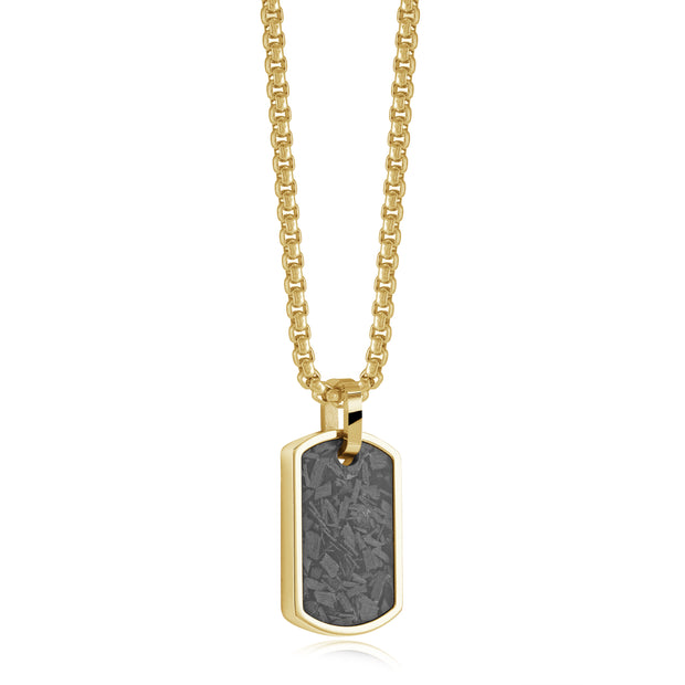 Gold & Carbon Fiber Dog Tag Pendant