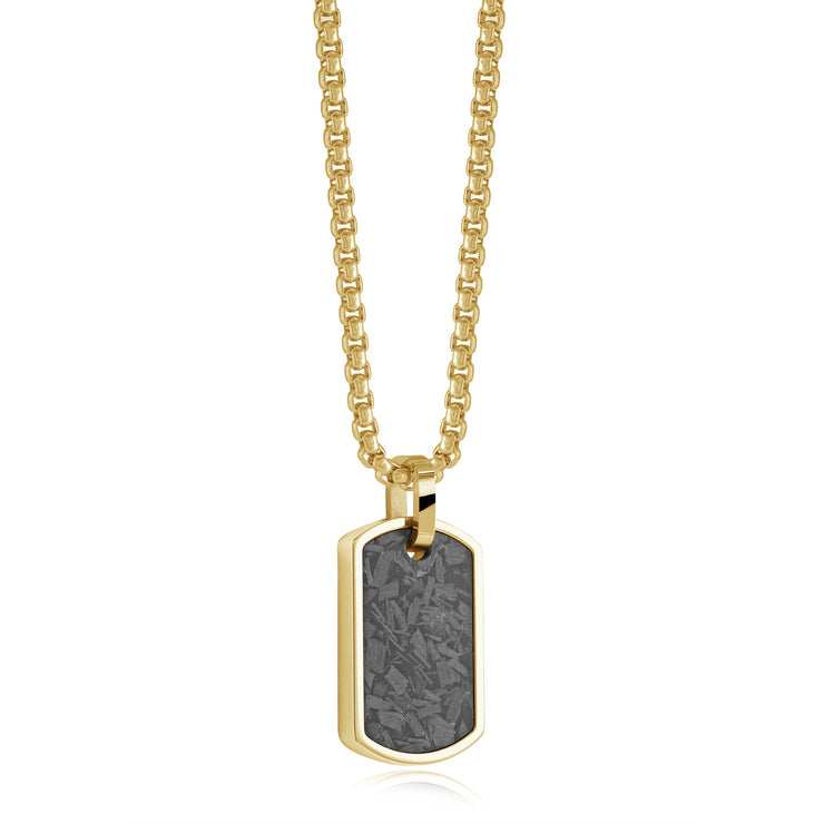 Gold & Carbon Fiber Dog Tag Pendant