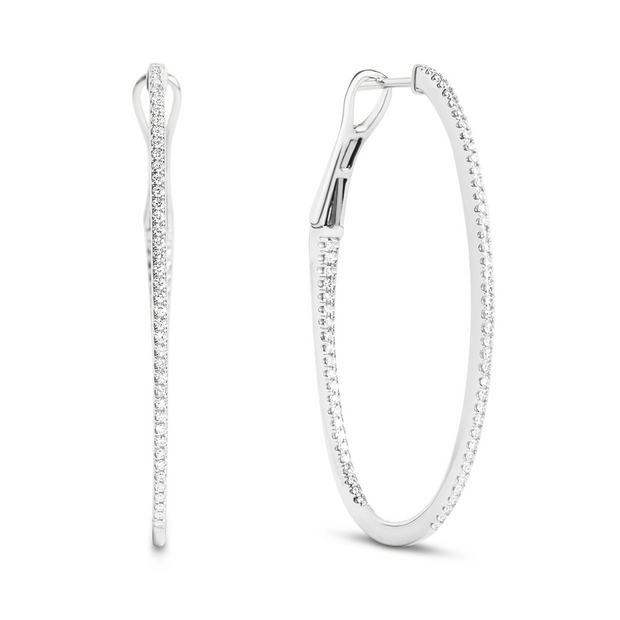 Diamond Oval Slim Hoop Earring