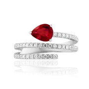 Ruby & Diamond Three Row Ring