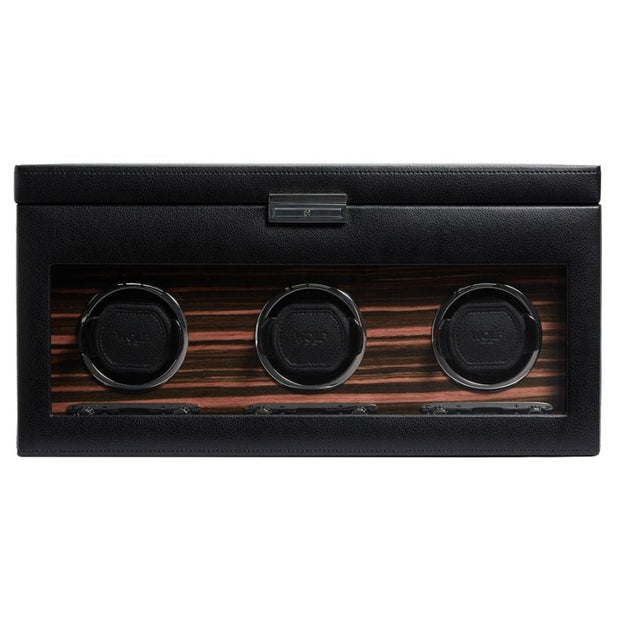 Wolf - Roadster Triple Watch Winder With Storage - Black