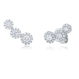 SHY CREATION- TRIPLE DIAMOND HALO STUD EARRINGS