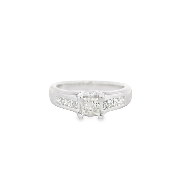 Diamond Engagement Ring - 1/3 Ct Princess Cut Center