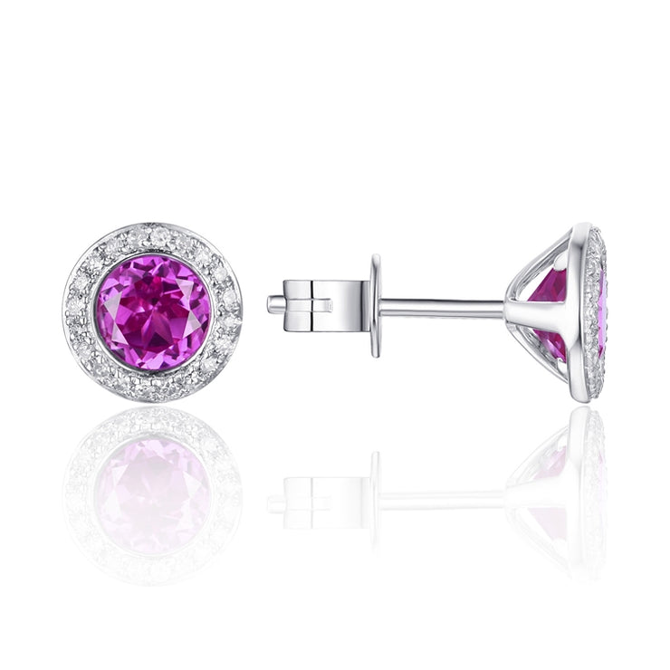 LUVENTE – PINK CORUNDUM SAPPHIRE & DIAMOND POST EARRINGS