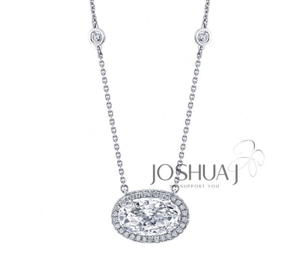 East West Oval Diamond Pendant