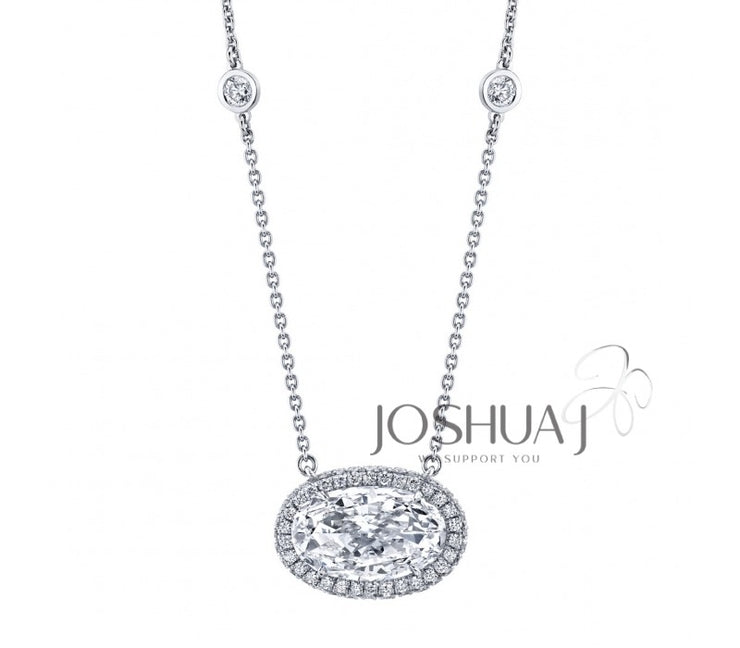 East West Oval Diamond Pendant