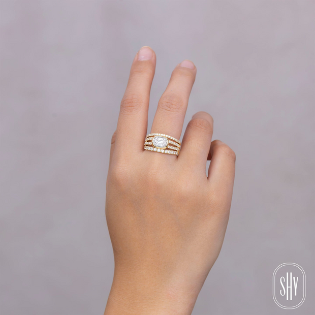 Shy Creation - 0.98Ct Diamond Baguette Ring