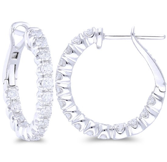 Diamond In & Out Hoop Earrings - 3/4 Ct
