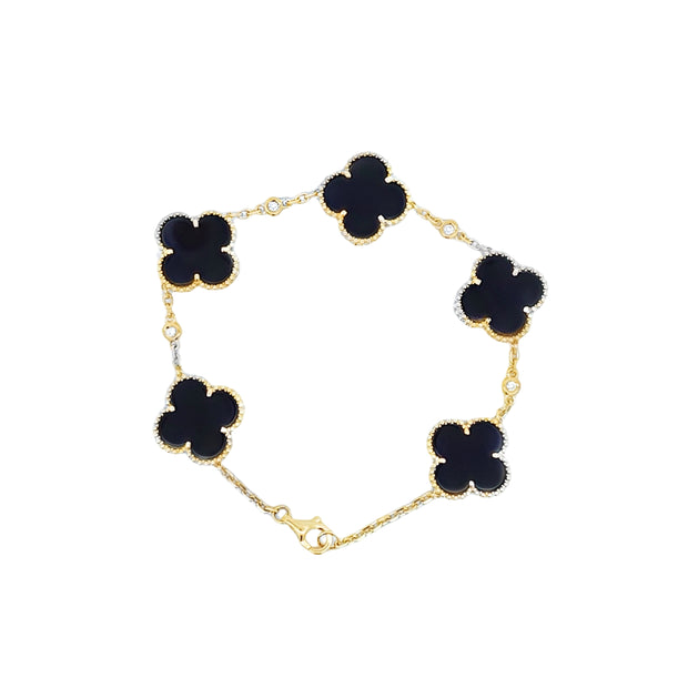 CLOVER ONYX AND DIAMOND BRACELET
