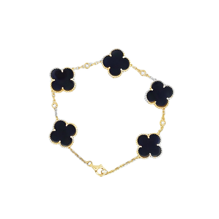 CLOVER ONYX AND DIAMOND BRACELET